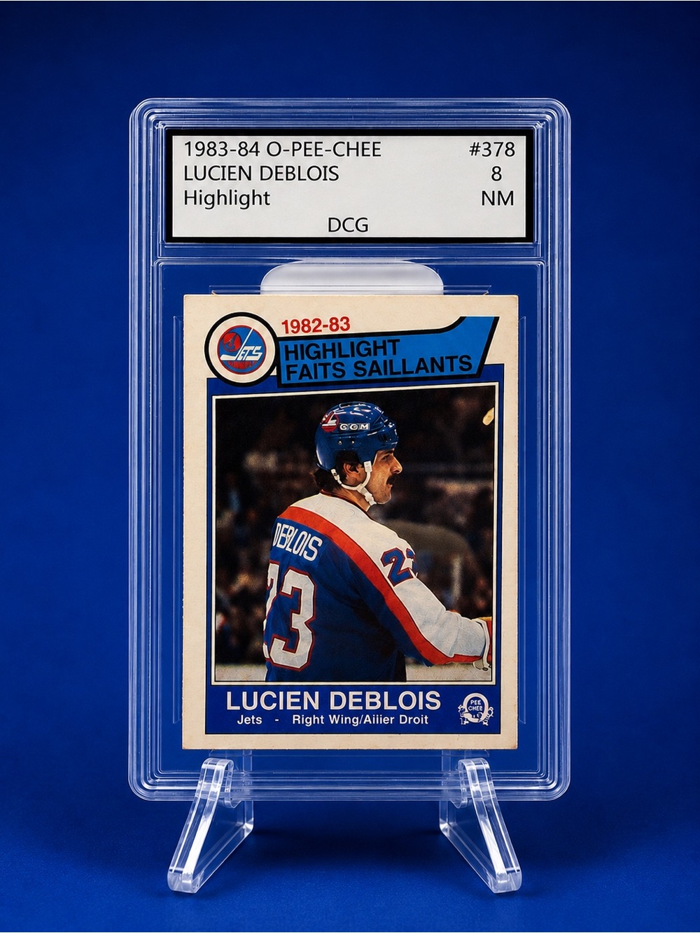 1983-84 Lucien Deblois Highlight Hockey Card - Blue